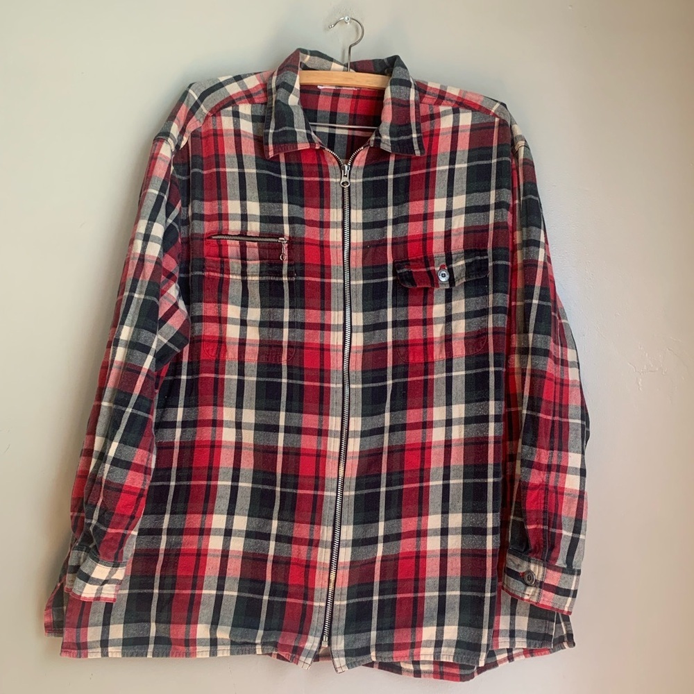 Jones new York sport vtg plaid zip up jacket coat fall size large?